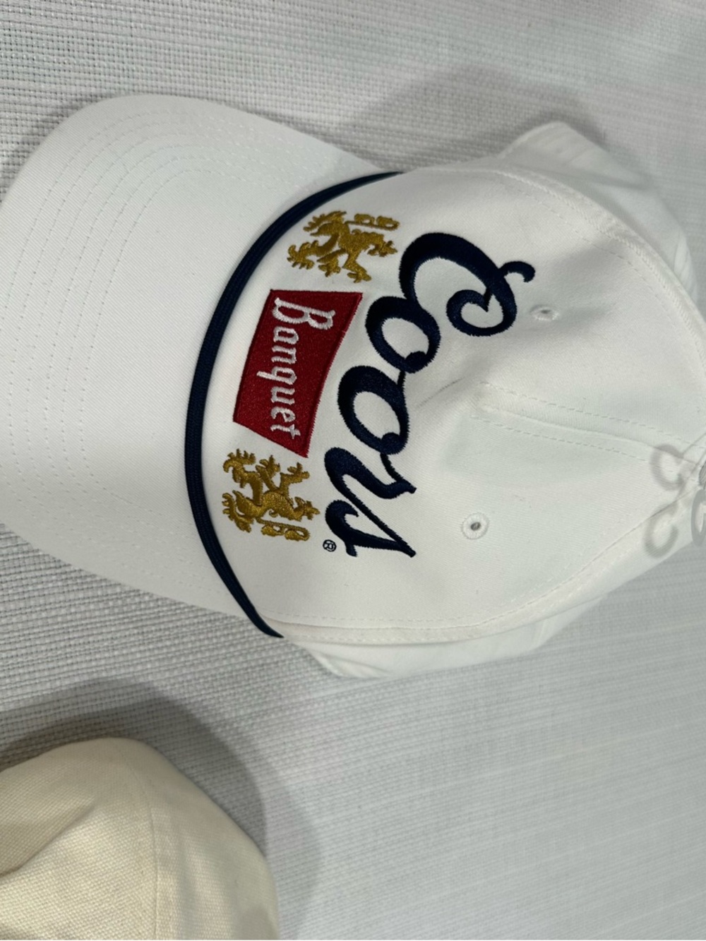 Coors Banquet White Embroidered Logo Baseball Cap and Busch light tan hat